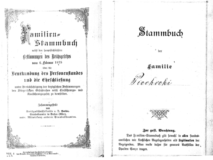 Stammbuch Piechocki. Rodzinna książka urodzin. Mchy 1911 r.