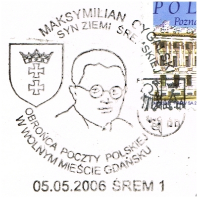 Pieczątka okolicznościowa Maksymilian Cygalski. Zawory 2006 r.