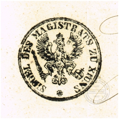 Pieczęć Magistrat Xions. Książ 1851 r.