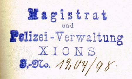 Pieczątka nagłówkowa zarządu magistratu i policji. Książ 1898 r.