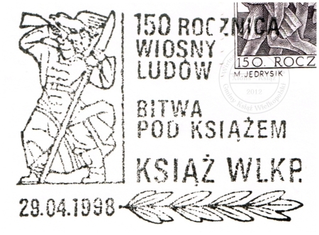 Kasownik okolicznościowy 150. rocznica Wiosny Ludów. Książ 1998 r.