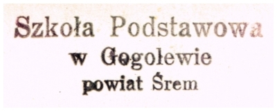 Pieczątka Szkoła Podstawowa Gogolewo. 1961 r.