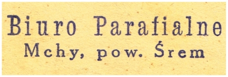 Pieczątka Biuro Parafialne Mchy 1948 r.