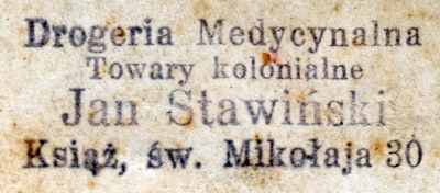 Pieczątka - Jan Stawiński , Książ Wlkp. 1937 r