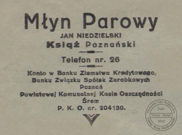 Młyn parowy - Jan Niedzielski - Książ.