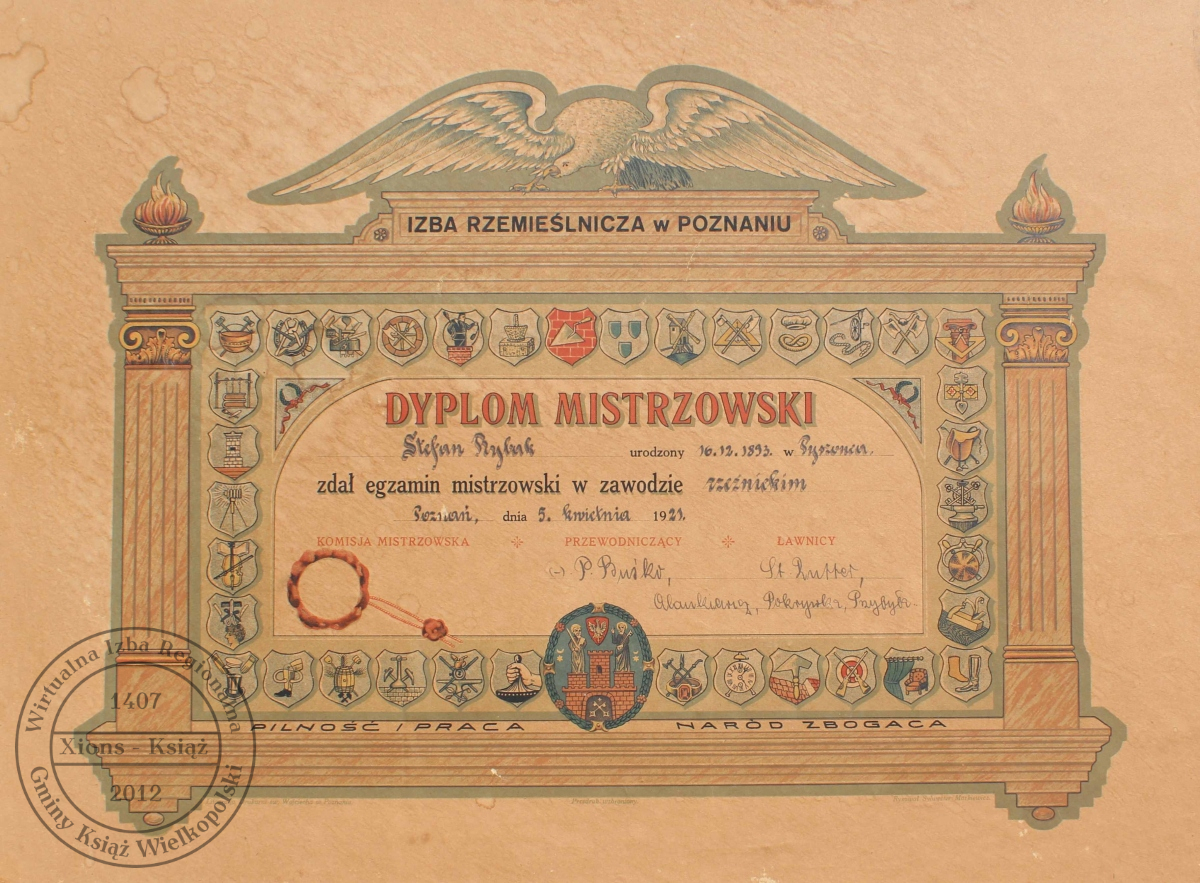 Dyplom Mistrzowski - Szczepan Rybak.