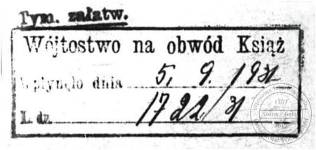 Datownik urzędowy Wójtostwo Książ. 1931 r.