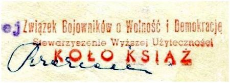 Pieczątka ZBOWiD Książ. 1973 r.