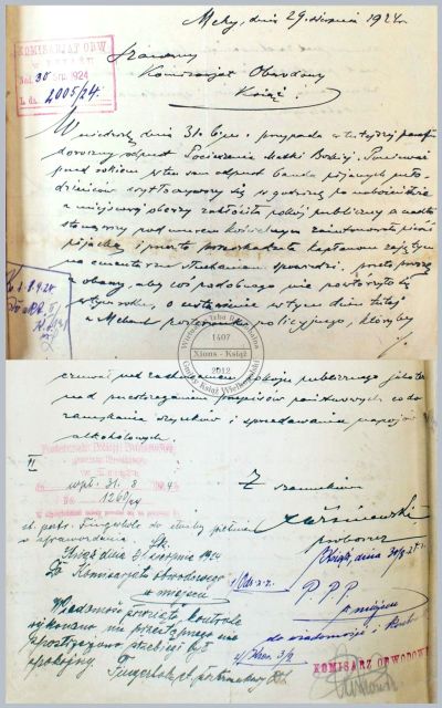 Ks. Antoni Wiśniewski - list do policji. Mchy 1924 r.