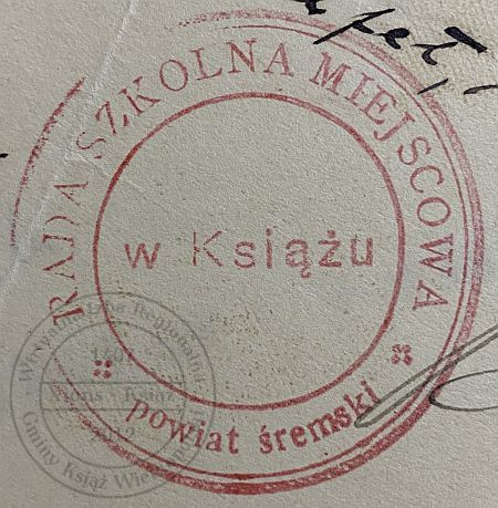 Pieczęć Rada Szkolna Miejscowa, Książ 1934 r.