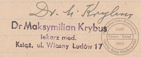 Pieczątka doktora Krybusa. Książ 1964 r.