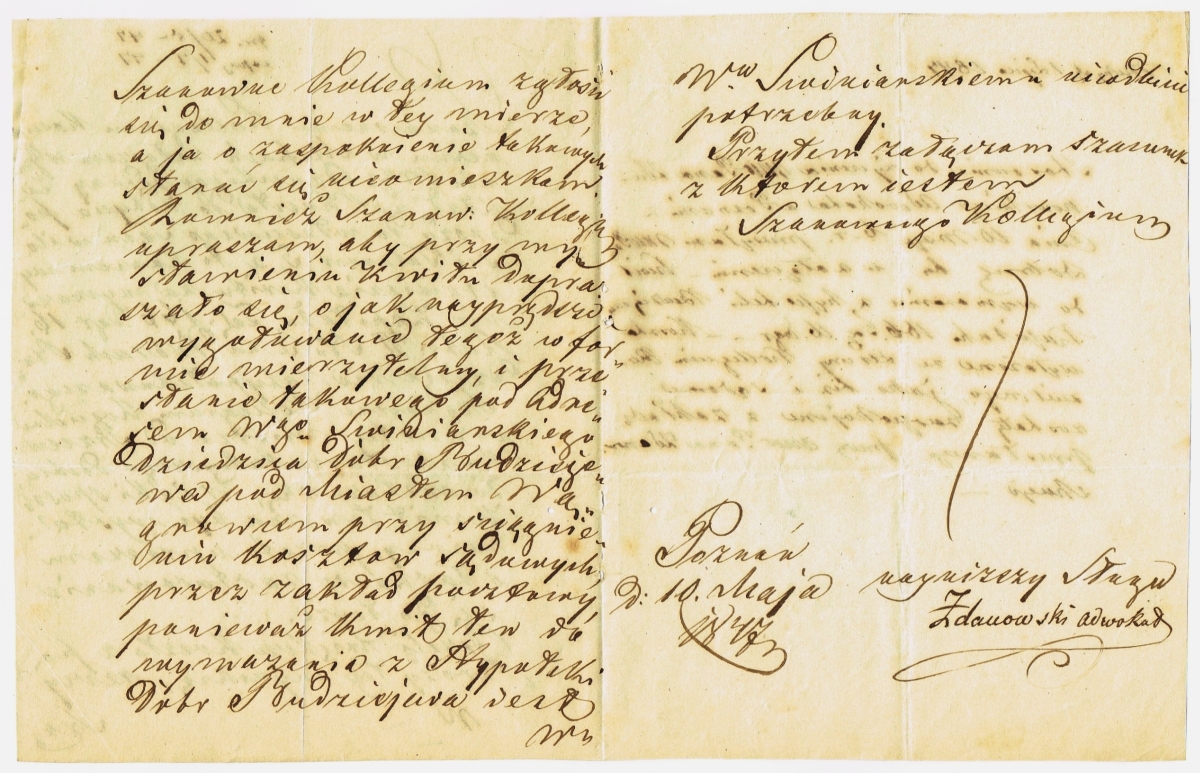 Do Kolegium Kościelnego w Mchach. 1847 r.