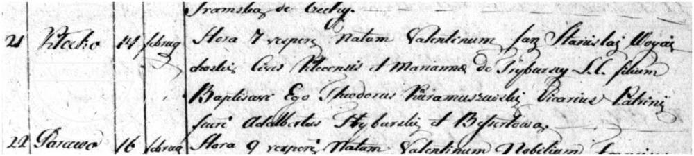 Walenty Wojciechowski akt urodzenia 1819 r.