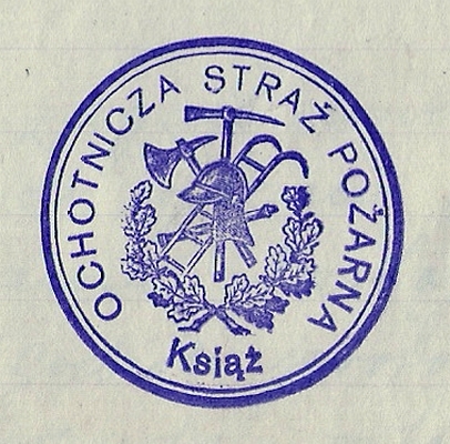 Pieczęć - Ochotnicza Straż Pożarna Książ 1928 r.