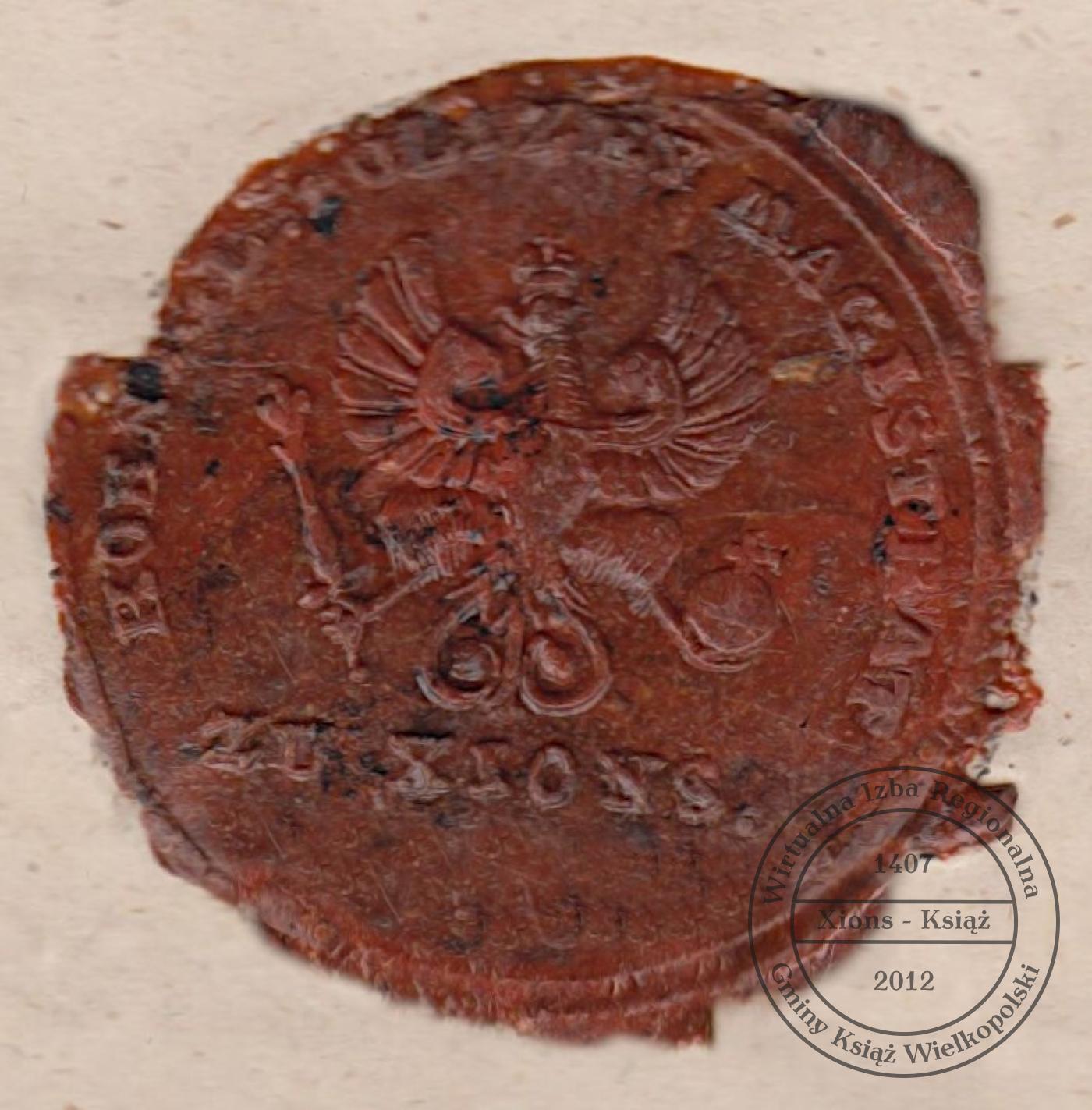 Pieczęć lakowa Królewskiej Policji Miejskiej w Książu