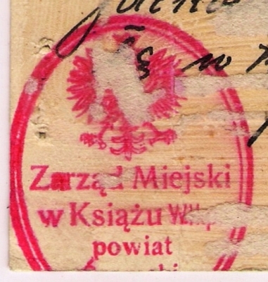 Pieczęć - Zarząd Miejski w Książu ok. 1939 r.