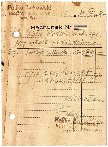 Rachunek za cukierki. Książ 1948 r.