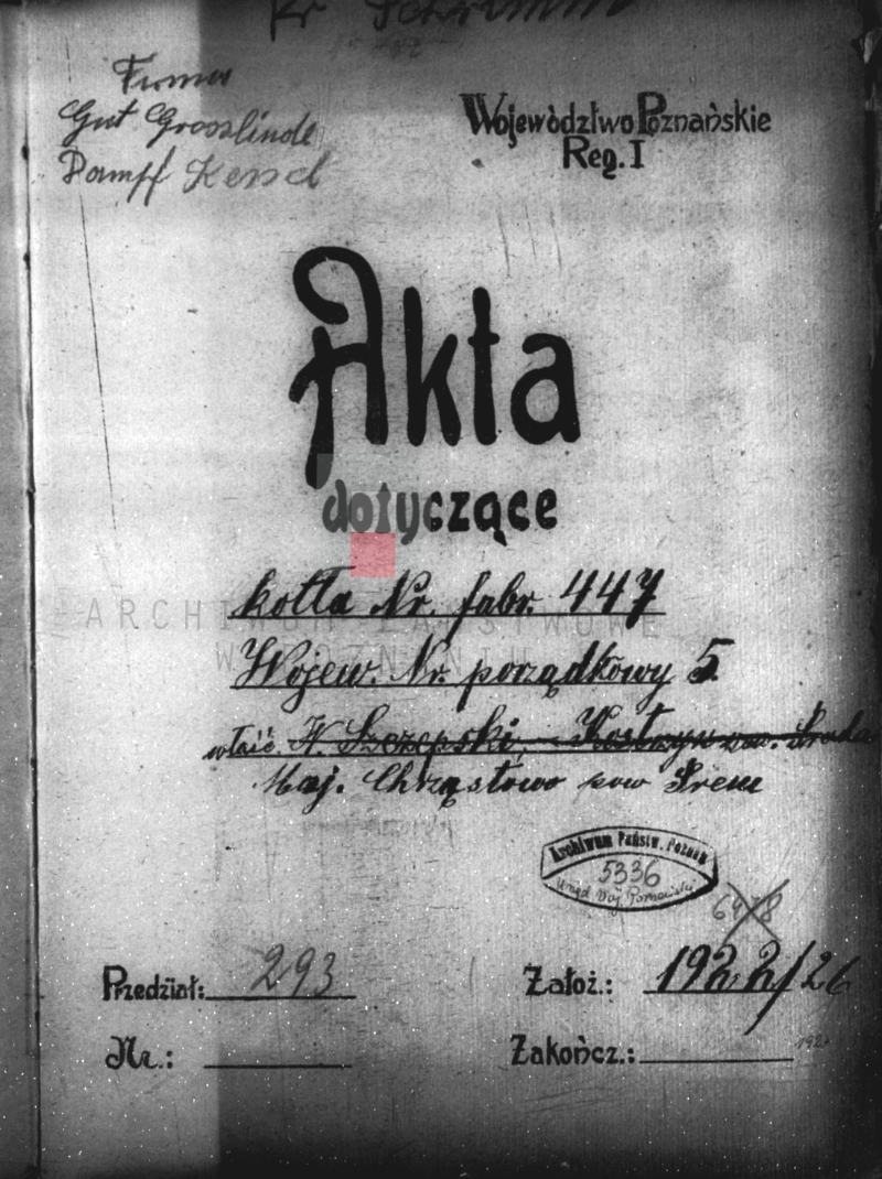 Akta majątku Chrząstowo. 1926 r.