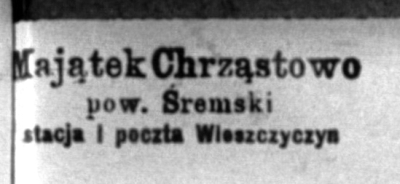 Pieczątka. Majątek Chrząstowo. 1926 r.