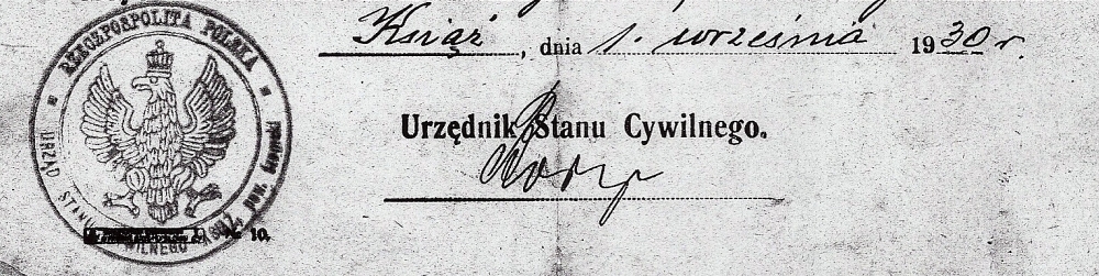 Pieczęć Urzędu Stanu Cywilnego Książ 1930 r.