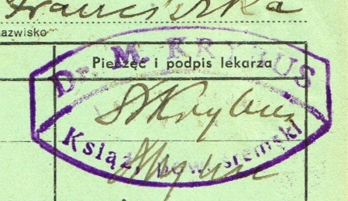 Pieczątka doktora Krybusa. Książ 1936 r.