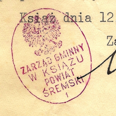 Pieczęć - Zarząd Gminny w Książu. 1937 r.