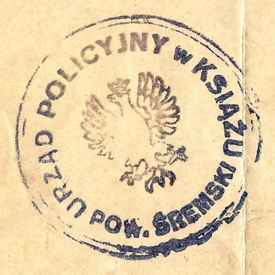 Pieczęć - Urząd Policyjny. Książ 1921 r.