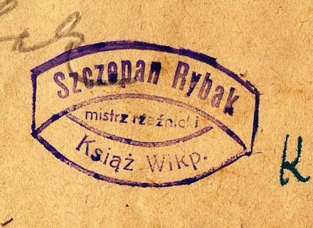 Pieczątka rzeźnik Szczepan Rybak. Książ 1948 r.