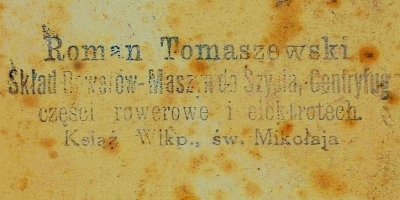 Pieczątka - Roman Tomaszewski Skład, Książ wlkp. 1938 r.