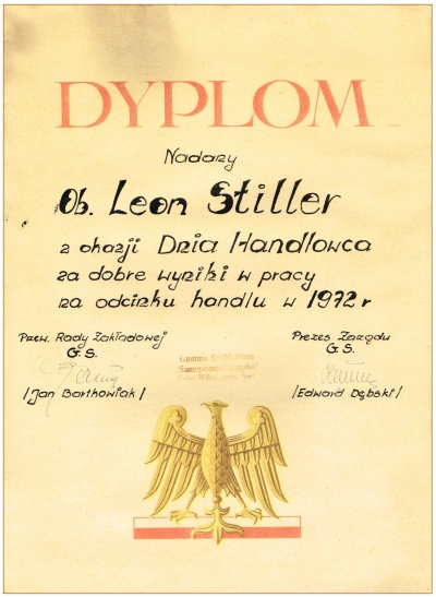 Leon Stiller, dyplom GS Książ 1972 r.