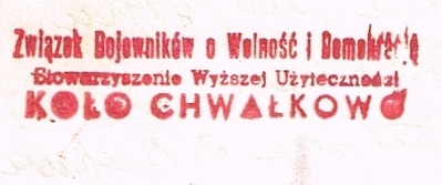 Pieczątka ZBOWiD Chwałkowo Kościelne 1978 r.