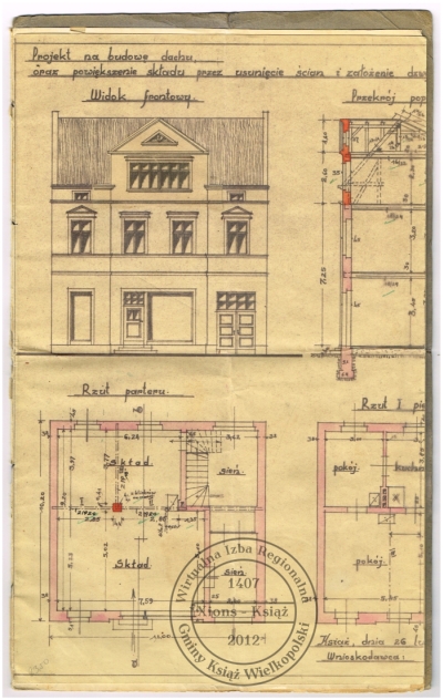 Projekt przebudowy domu Feliksa Łukowskiego. Książ 1937 r.