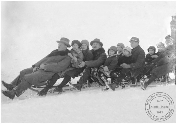 Na saneczkach. Jan Niedzielski, Książ 1935 r.