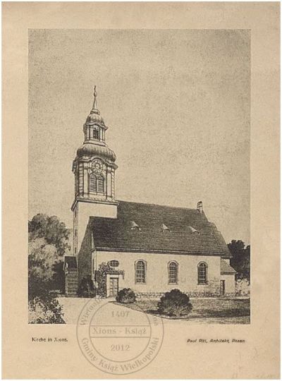 Kościół ewangelicki Książ 1914 r. Kirche in Xions.