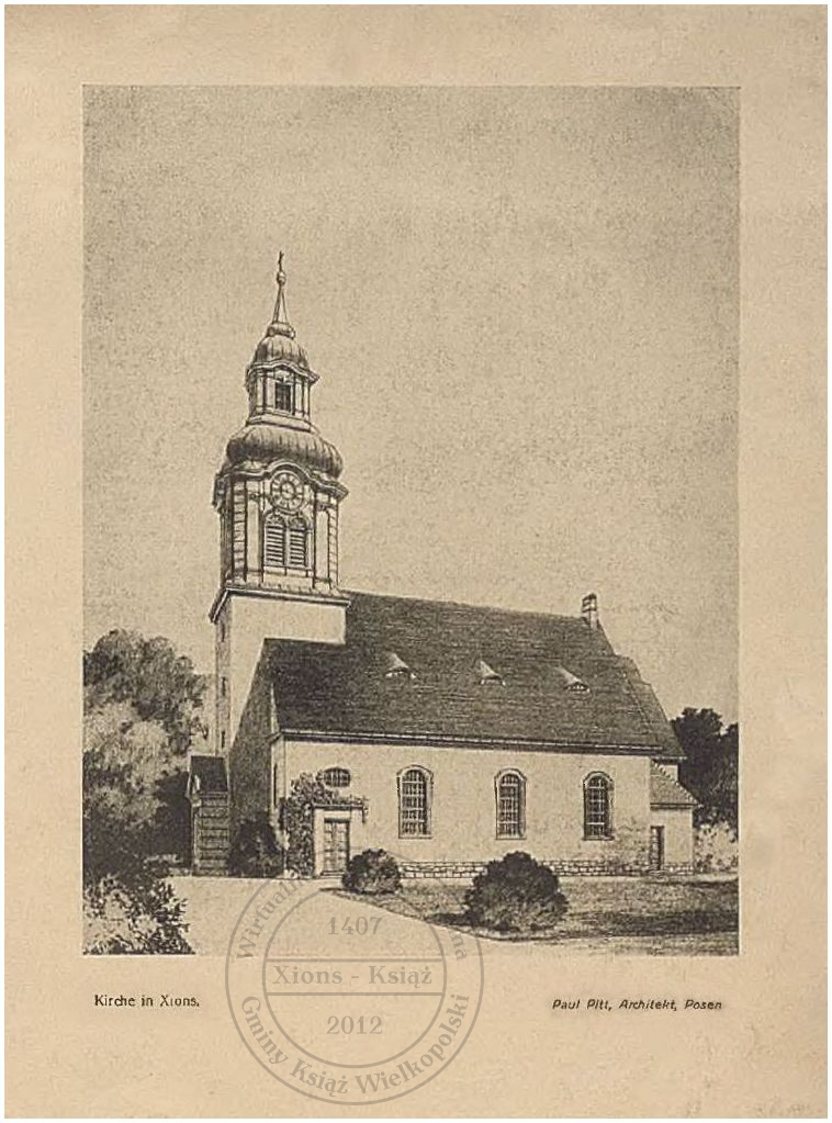 Kościół ewangelicki Książ 1914 r. Kirche in Xions.