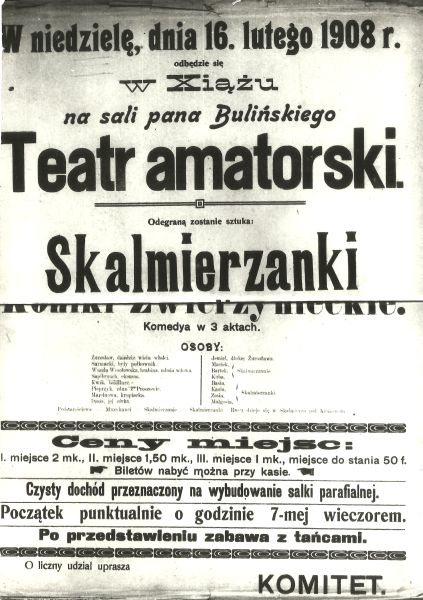 Teatr amatorski w Książu - ogłoszenie.