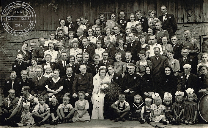 Ślub Teresa Buchwald i Władysław Nieborak. Książ 1951 r.