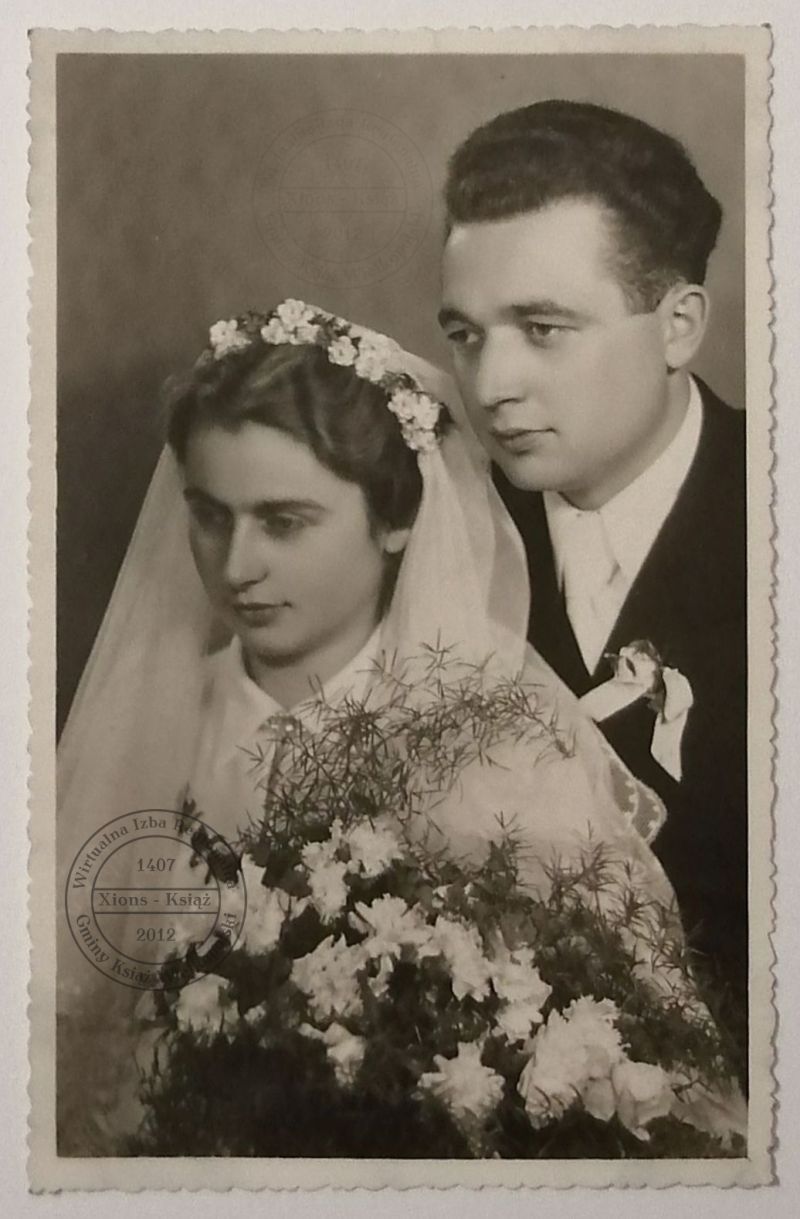 Ślub Joanna Hojna i Stanisław Dziasek. Zaborowo 1956 r.