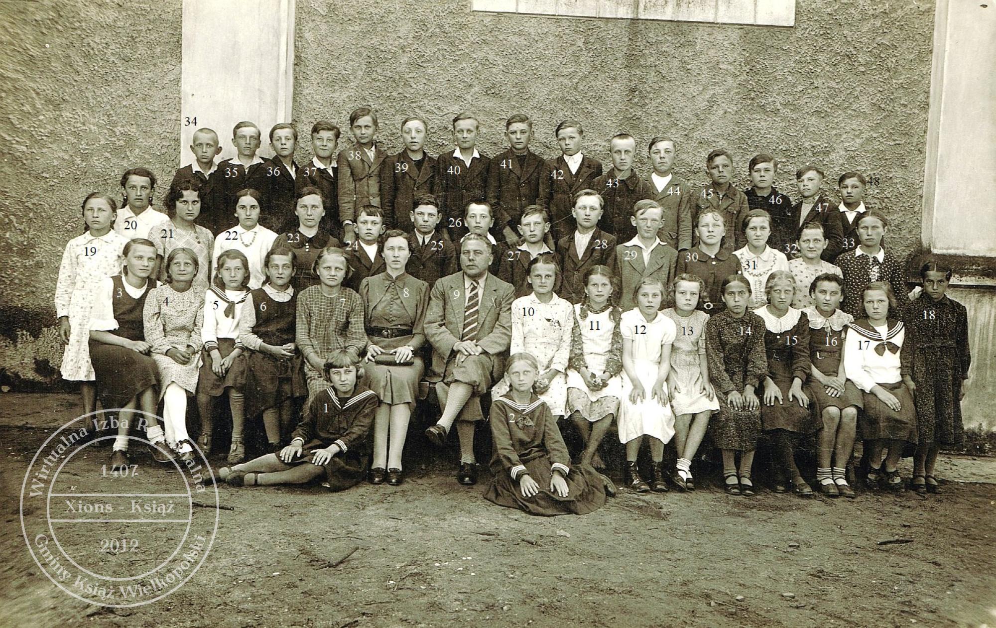 Uczniowie Szkoły Powszechnej w Mchach w 1938 r.