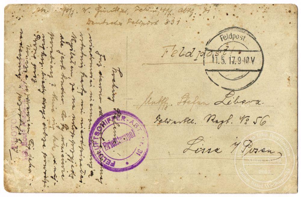 Władysław Günther w armii pruskiej. 1917 r.