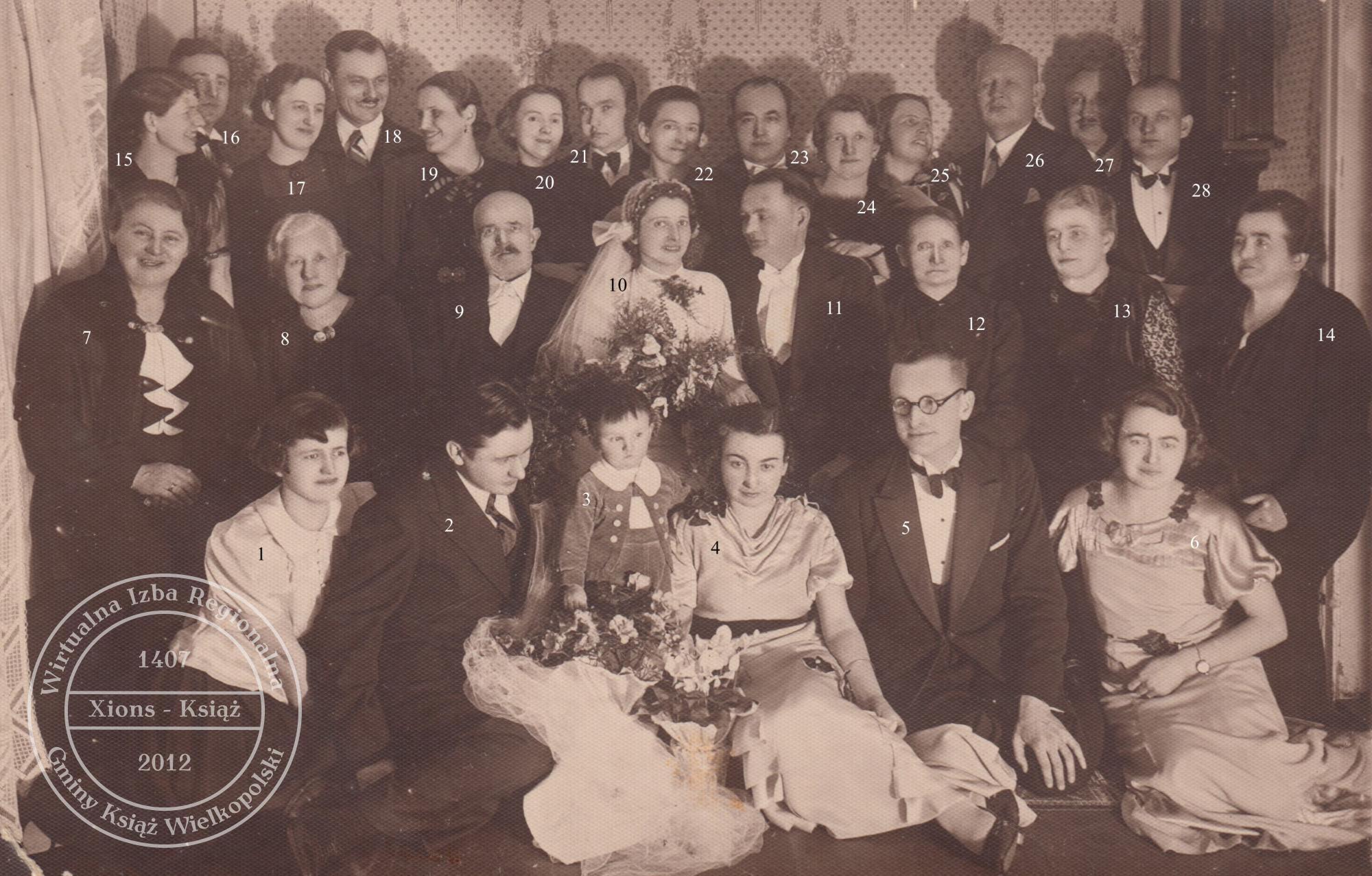 Ślub Felicja Krajewska i Stanisław Gibowski. Książ, 1937 r.