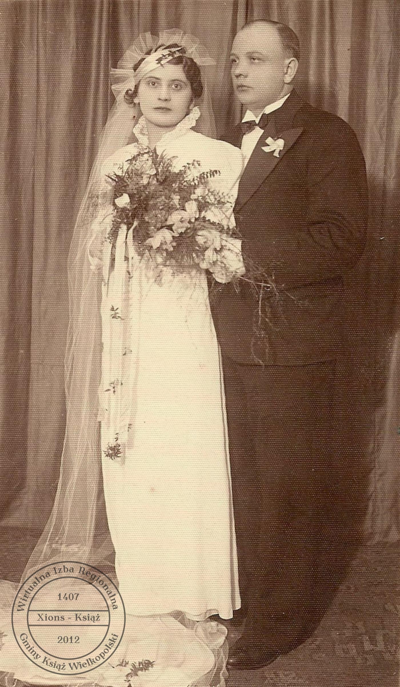 Ślub Leona Szyszka i Zygmunt Makowiecki. Książ, 1937 r.