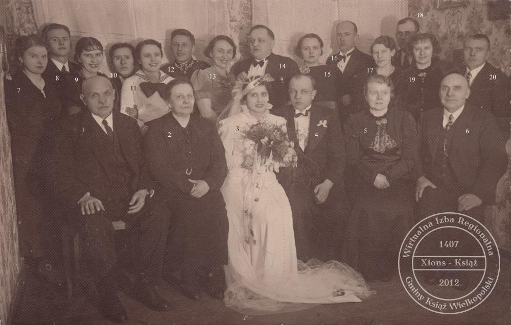 Ślub Leona Szyszka i Zygmunt Makowiecki. Książ, 1937 r.