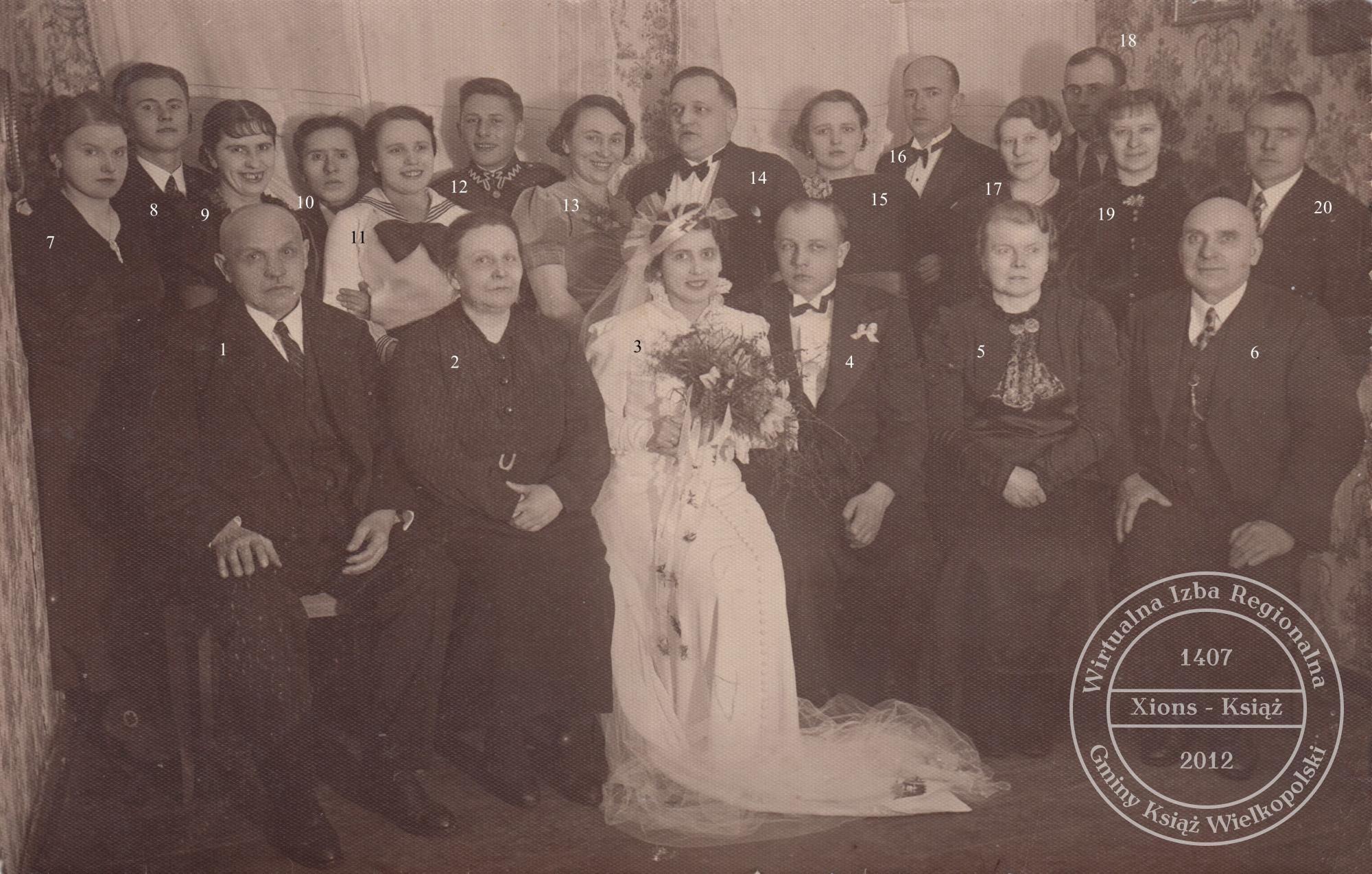 Ślub Leona Szyszka i Zygmunt Makowiecki. Książ, 1937 r.