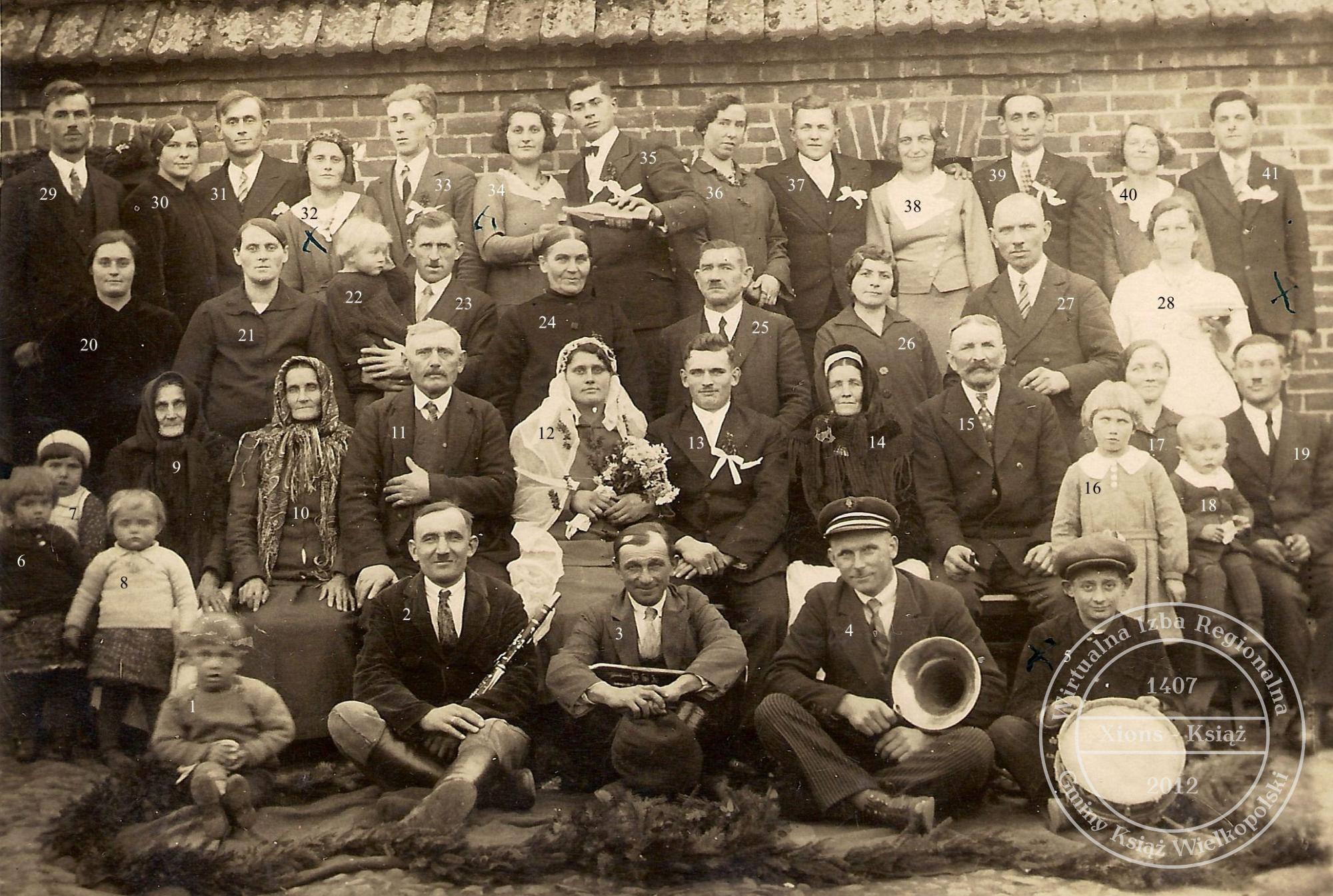 Ślub Agnieszka Jankowiak i Roman Kapturek. Kołacin, 1935 r.