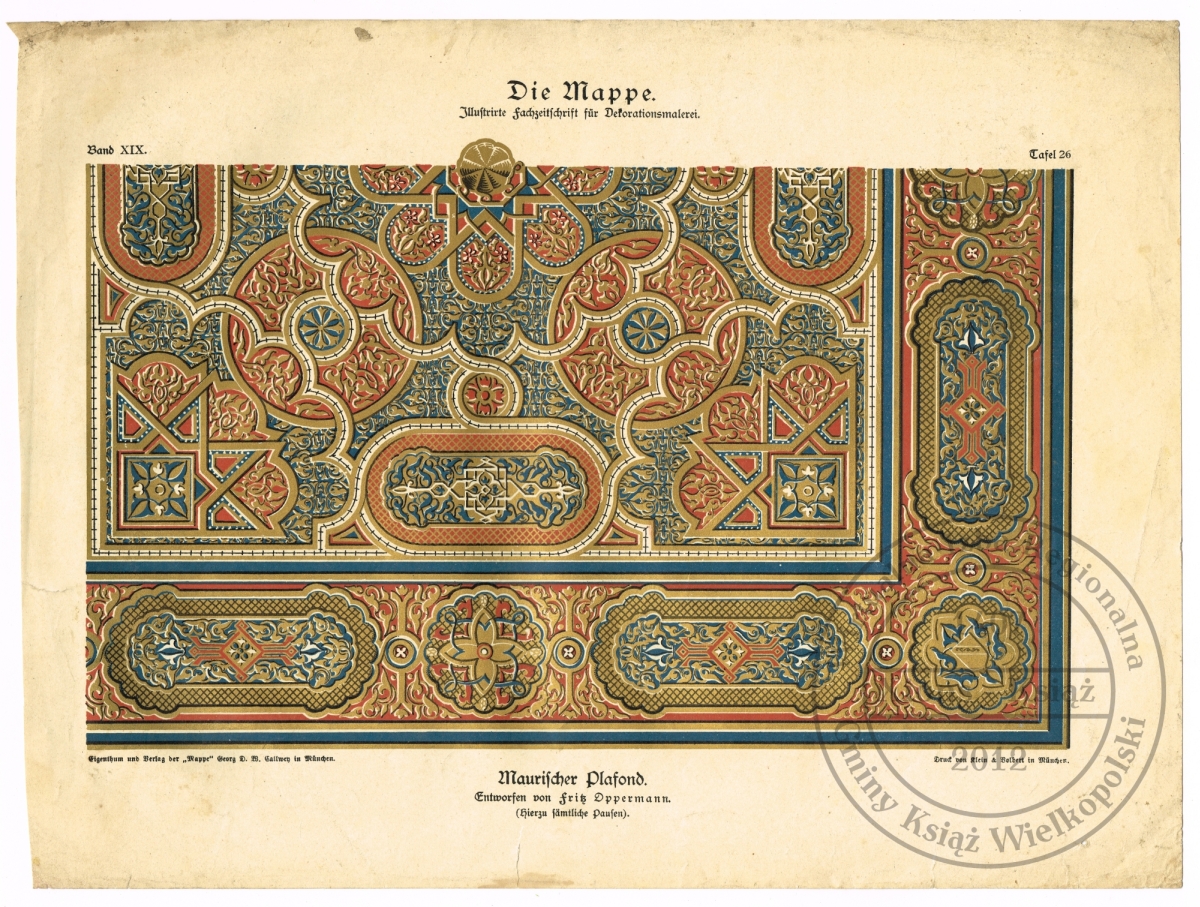 Die Mappe. Wzór plafonu mauretańskiego. Monachium. Lata 80. XIX w.