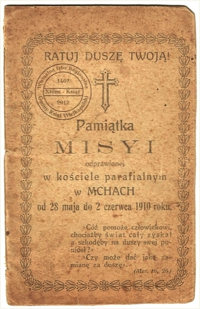 Pamiątka misji - Mchy 1910 r.