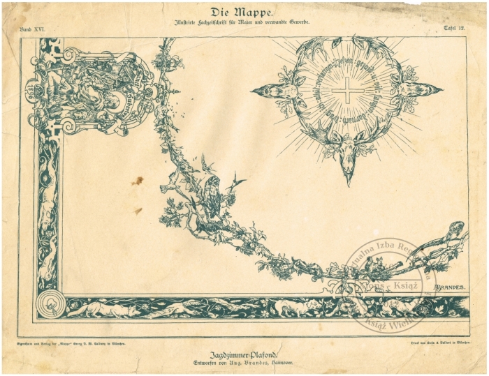 Die Mappe. Wzór plafonu w sali myśliwskiej. Monachium. 1896 r.