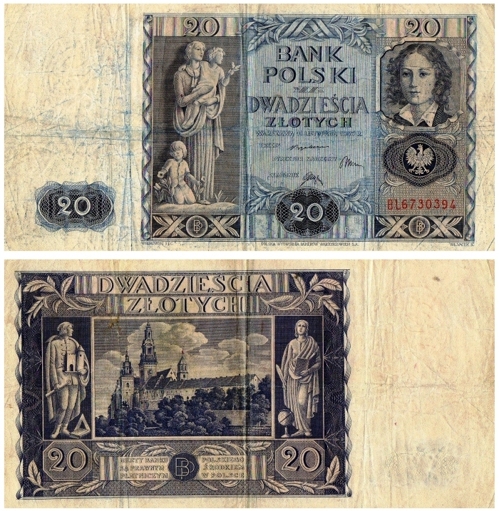 Banknot 20 zł. 1936 r.