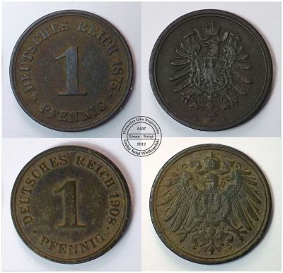 1 pfennig 1875 i 1908 r.